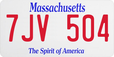 MA license plate 7JV504