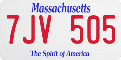 MA license plate 7JV505