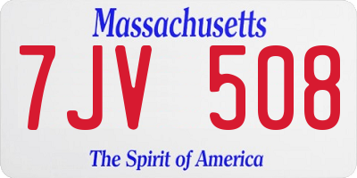 MA license plate 7JV508