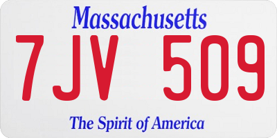 MA license plate 7JV509