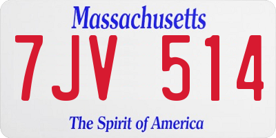 MA license plate 7JV514