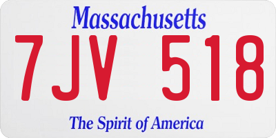 MA license plate 7JV518