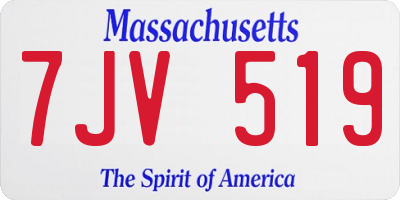 MA license plate 7JV519