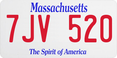 MA license plate 7JV520