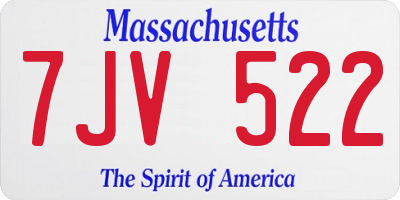 MA license plate 7JV522