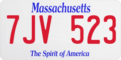 MA license plate 7JV523
