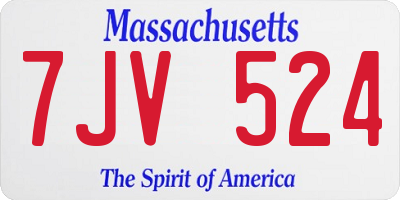 MA license plate 7JV524