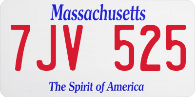 MA license plate 7JV525