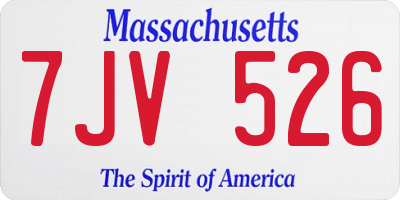 MA license plate 7JV526
