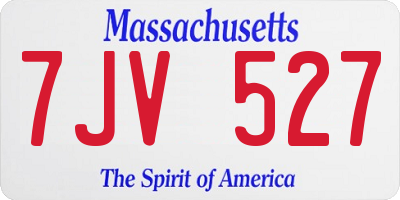 MA license plate 7JV527