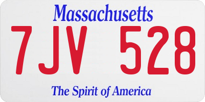 MA license plate 7JV528