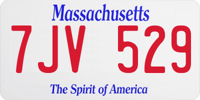 MA license plate 7JV529
