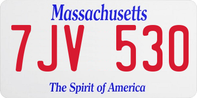 MA license plate 7JV530