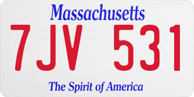 MA license plate 7JV531