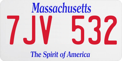 MA license plate 7JV532