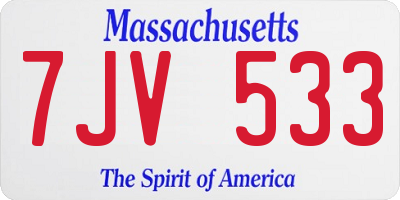 MA license plate 7JV533