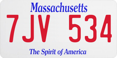 MA license plate 7JV534