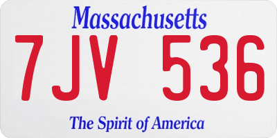 MA license plate 7JV536