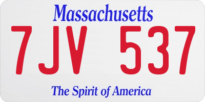 MA license plate 7JV537