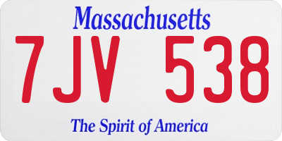 MA license plate 7JV538