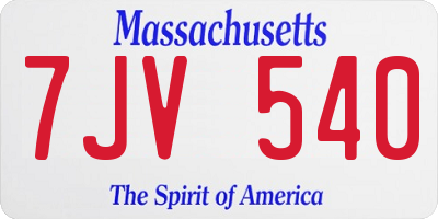 MA license plate 7JV540