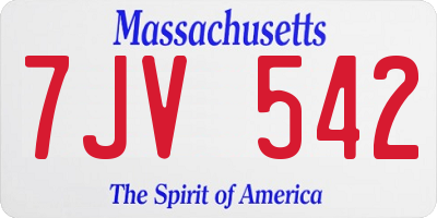 MA license plate 7JV542
