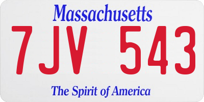 MA license plate 7JV543