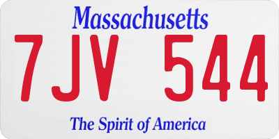 MA license plate 7JV544