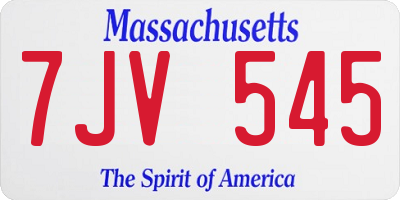 MA license plate 7JV545