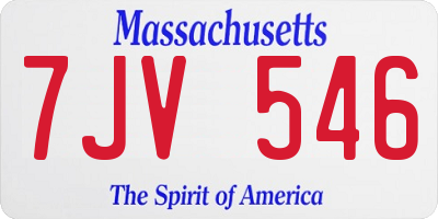 MA license plate 7JV546