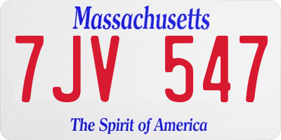 MA license plate 7JV547
