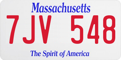 MA license plate 7JV548