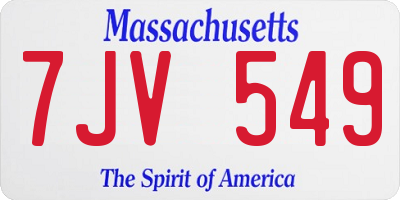 MA license plate 7JV549