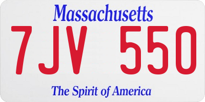 MA license plate 7JV550
