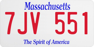 MA license plate 7JV551