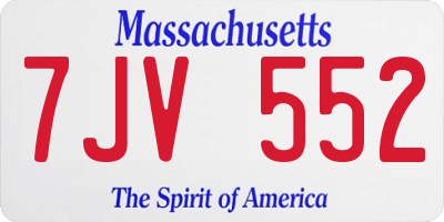 MA license plate 7JV552