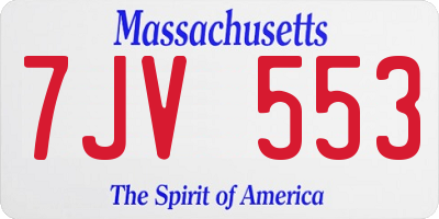 MA license plate 7JV553