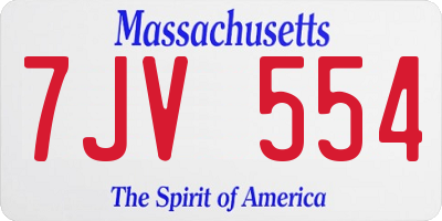 MA license plate 7JV554