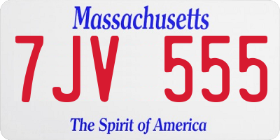 MA license plate 7JV555