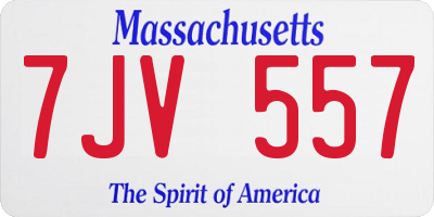 MA license plate 7JV557