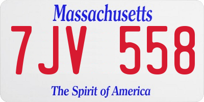 MA license plate 7JV558