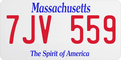 MA license plate 7JV559