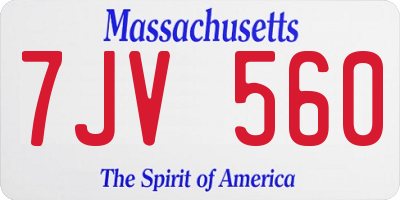 MA license plate 7JV560