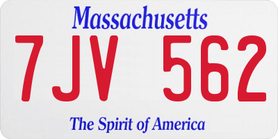 MA license plate 7JV562