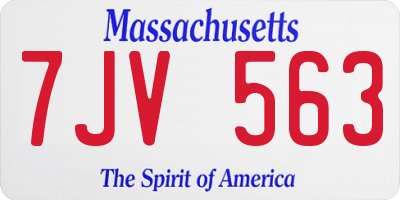 MA license plate 7JV563