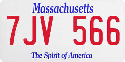 MA license plate 7JV566