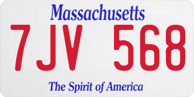 MA license plate 7JV568