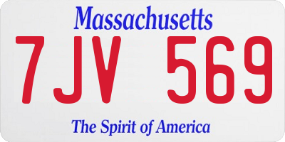 MA license plate 7JV569