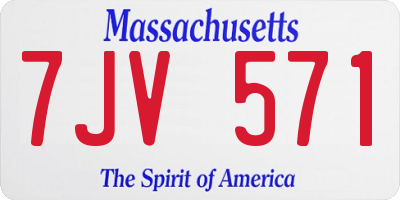 MA license plate 7JV571