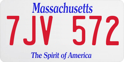 MA license plate 7JV572